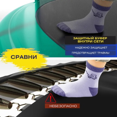 Батут с защитной сеткой "PERFETTO SPORT PREMIUM MOVING 14" диаметр 4,30 м зеленый